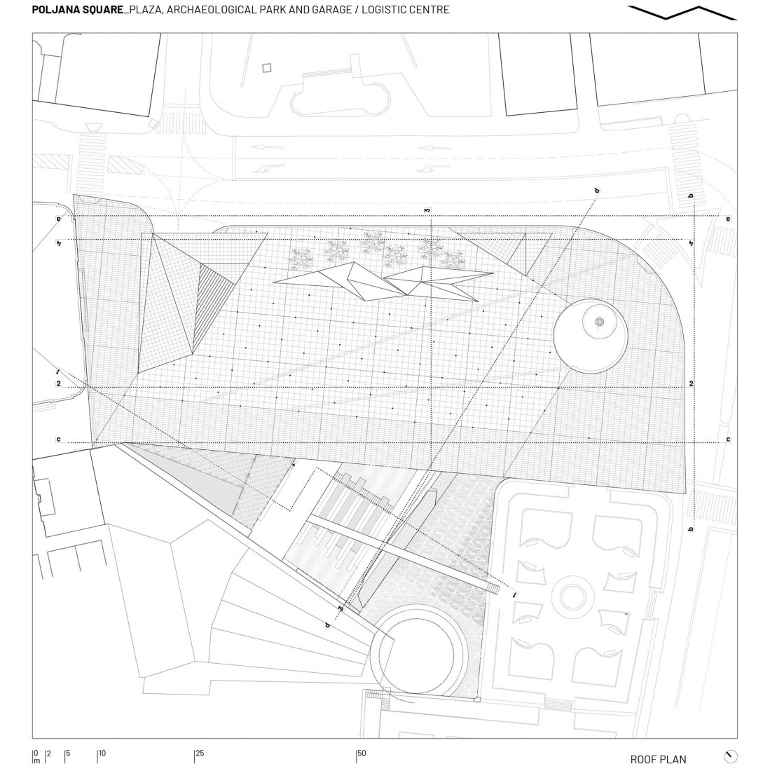 Roof plan. Poljana Square by Atelier Minerva + Institute for Architecure, Faculty of Architecture, University of Zagreb
