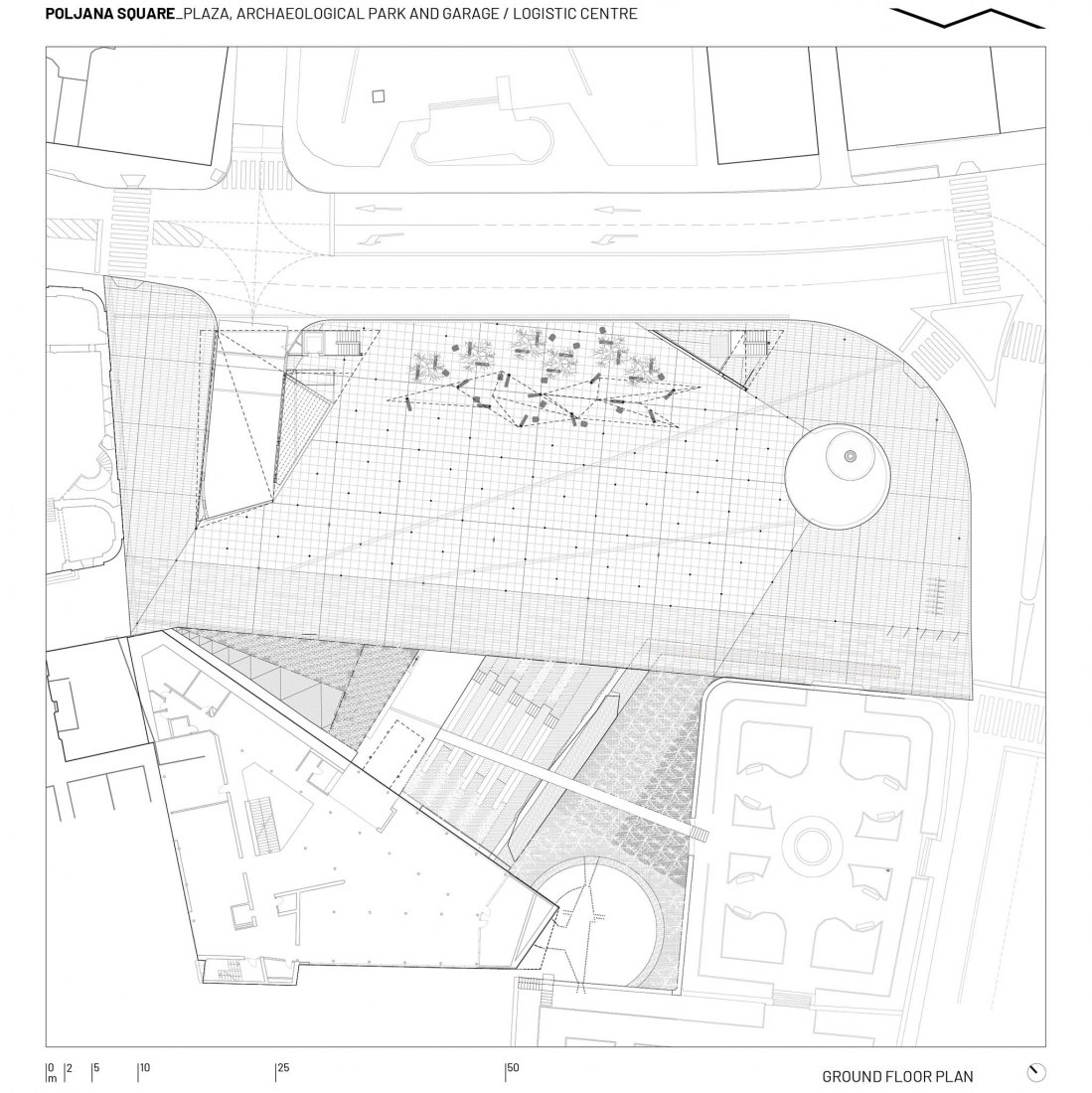 Ground floor plan. Poljana Square by Atelier Minerva + Institute for Architecure, Faculty of Architecture, University of Zagreb