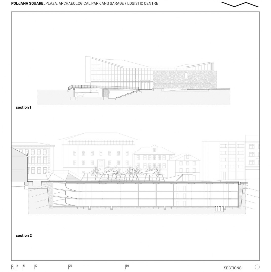 Section plan 01. Poljana Square by Atelier Minerva + Institute for Architecure, Faculty of Architecture, University of Zagreb