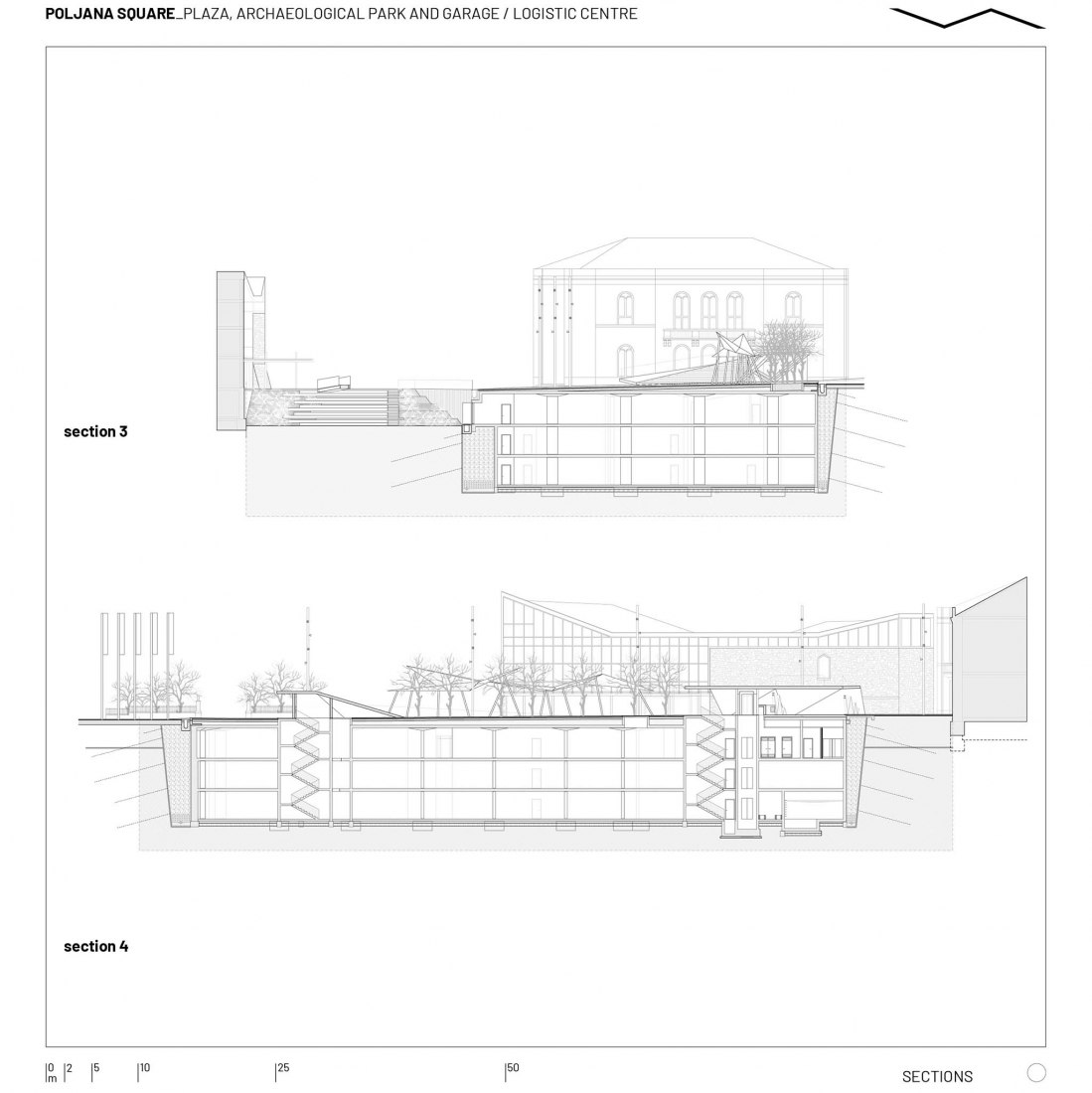 Section plan 02. Poljana Square by Atelier Minerva + Institute for Architecure, Faculty of Architecture, University of Zagreb