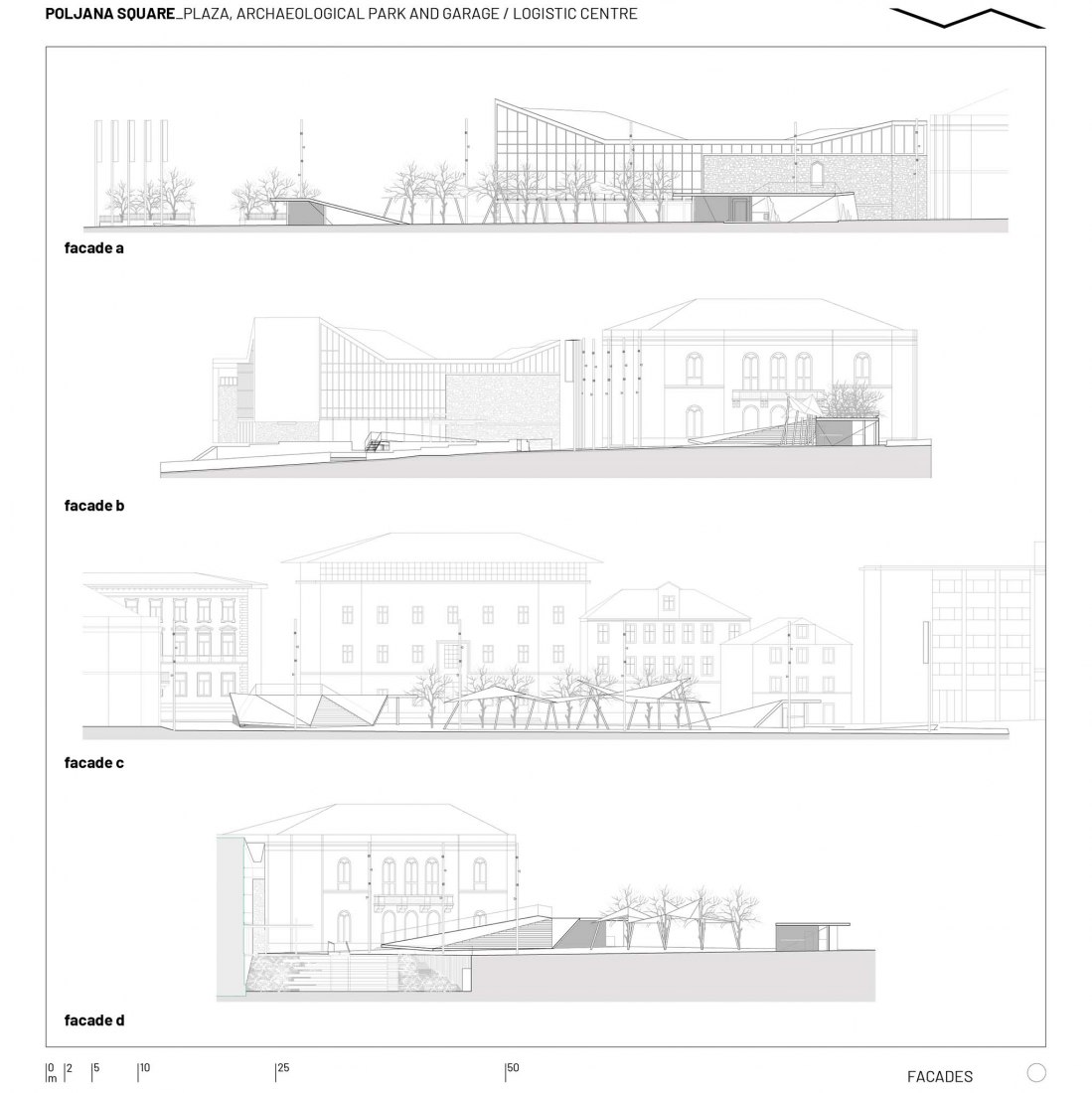 Facade plan. Poljana Square by Atelier Minerva + Institute for Architecure, Faculty of Architecture, University of Zagreb