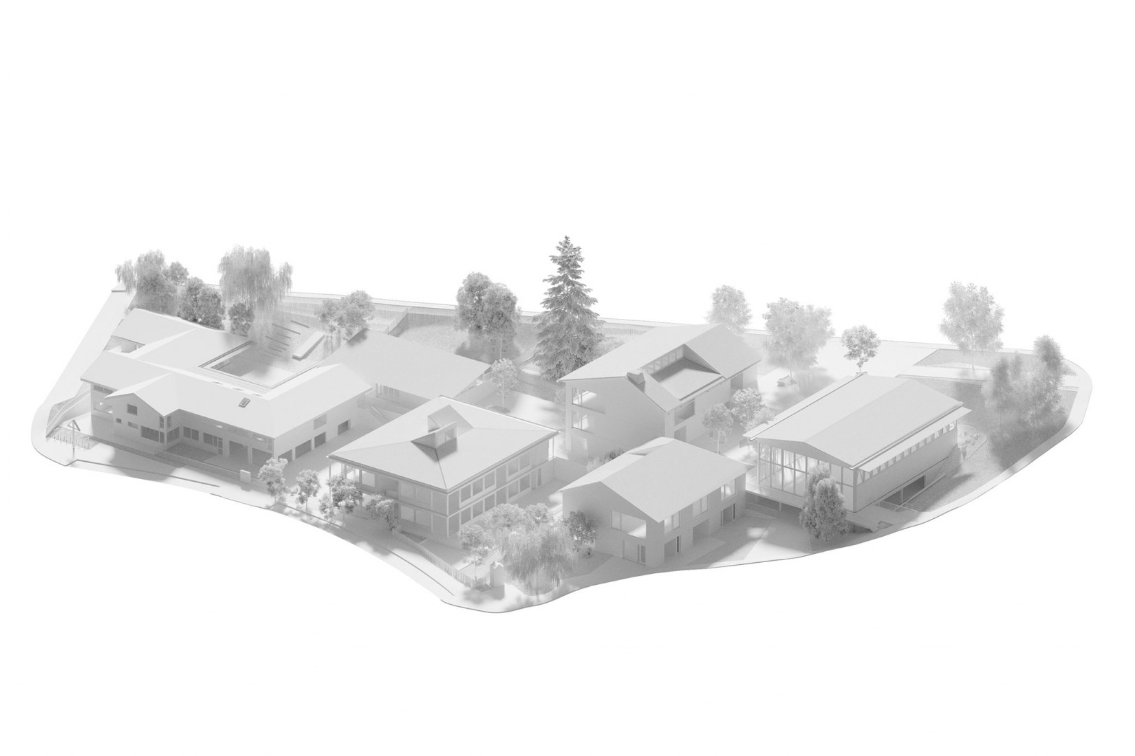 Axonometry. Community Facilities Hub by Atelier PNG, Atelier Julien Boidot, Émilien Robin Architecte.