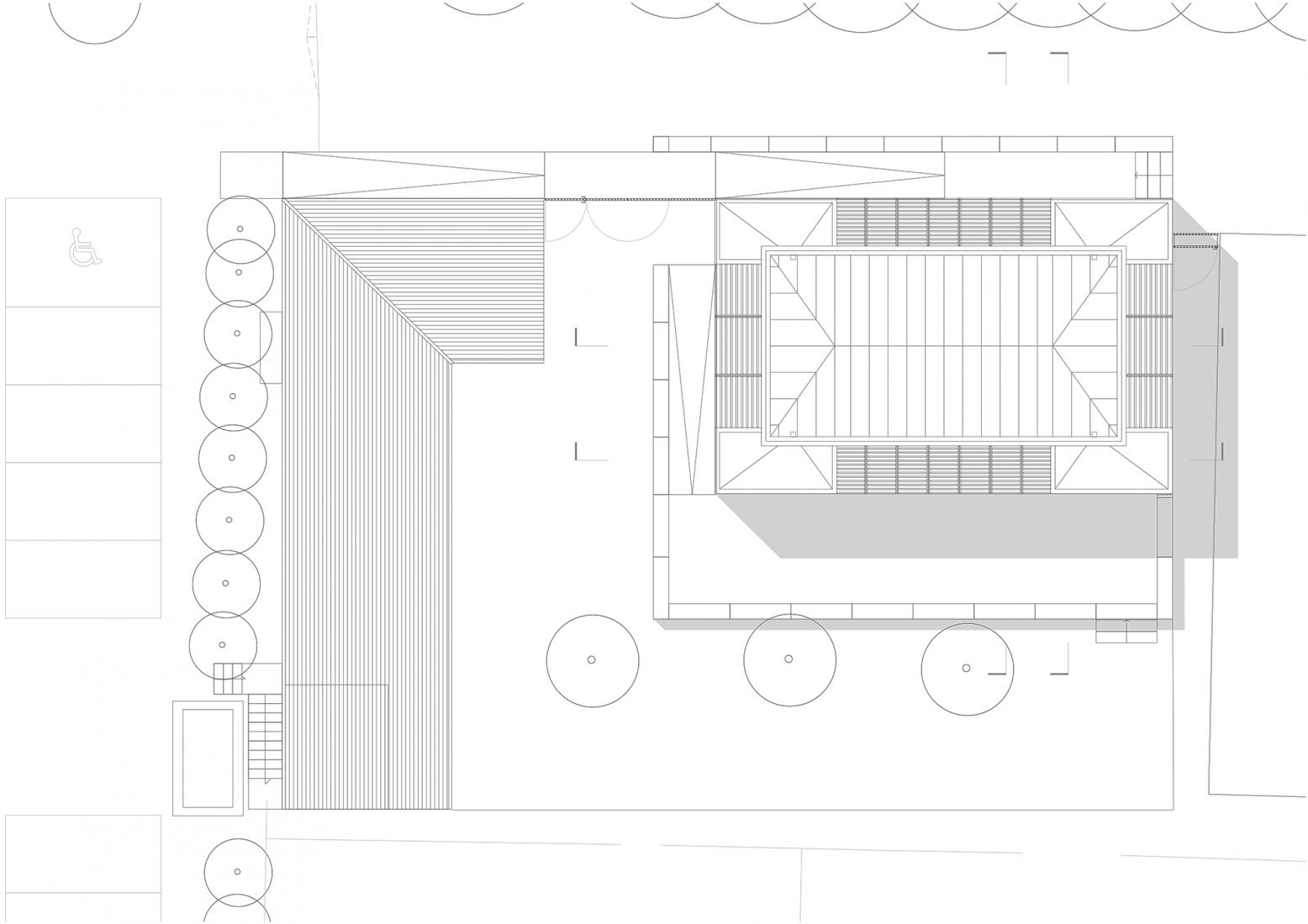 Planta de cubiertas. Sala Maurice Darbellay por Atelier Régis Roudil Architectes.
