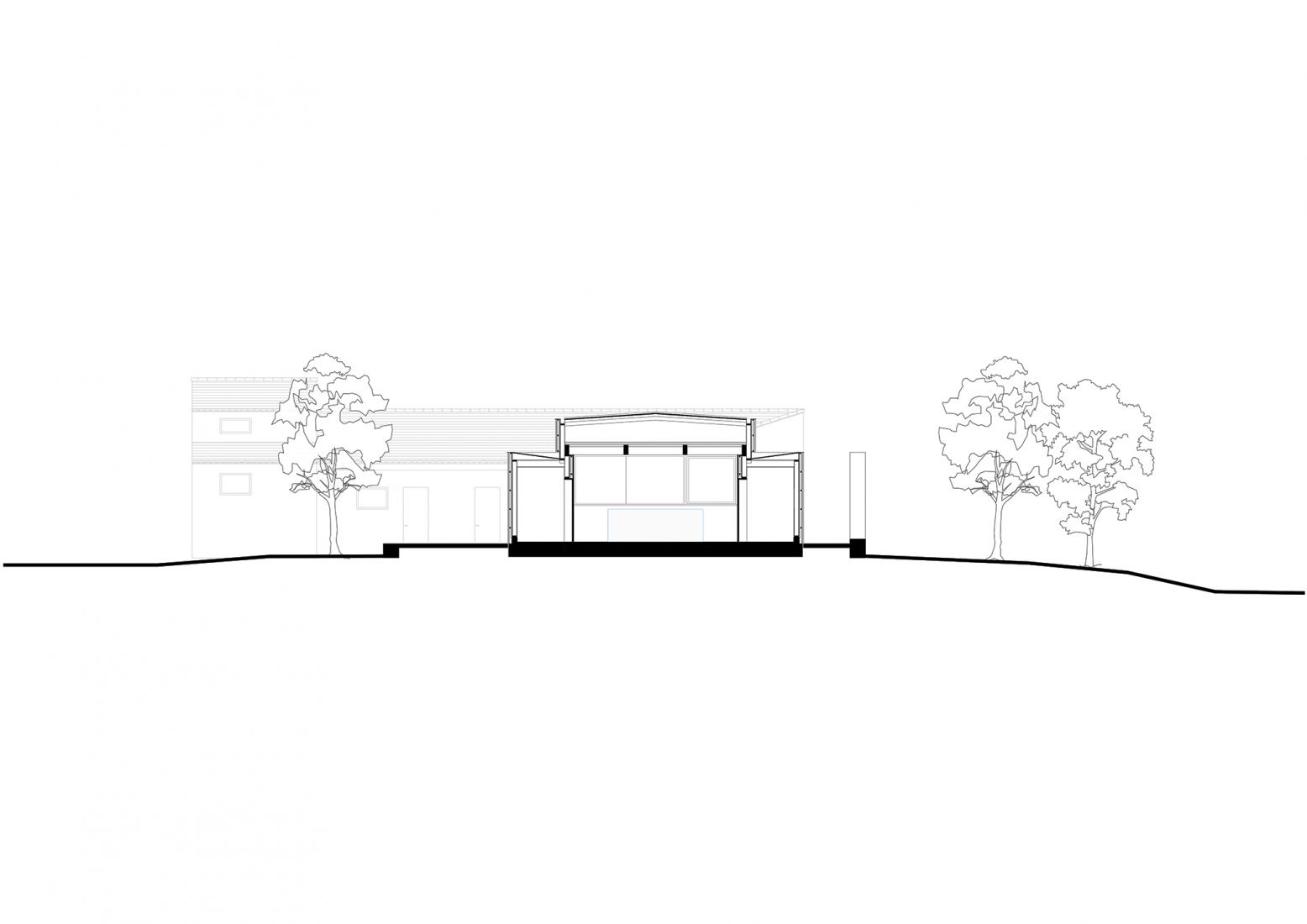 Sección. Sala Maurice Darbellay por Atelier Régis Roudil Architectes.