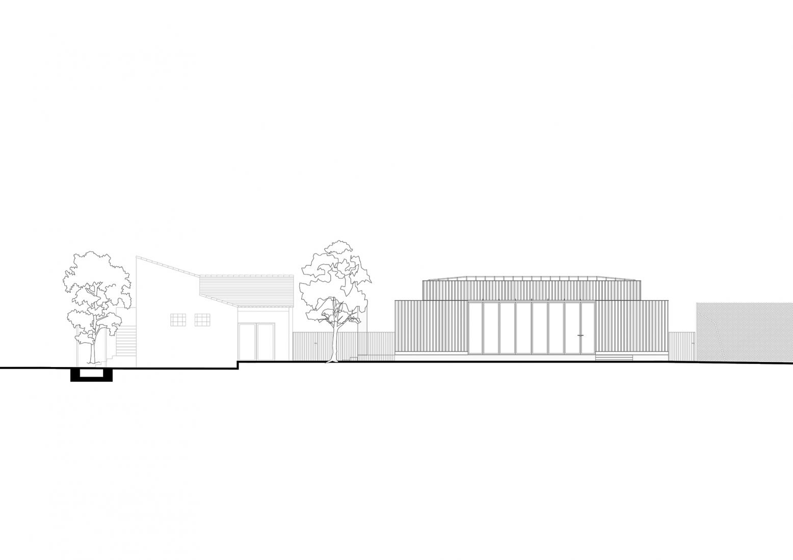 Alzado sur. Sala Maurice Darbellay por Atelier Régis Roudil Architectes.