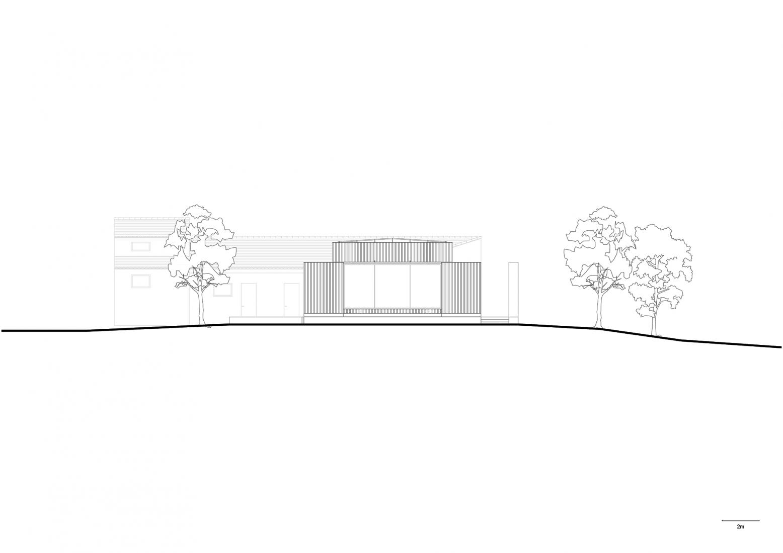 Alzado este. Sala Maurice Darbellay por Atelier Régis Roudil Architectes.