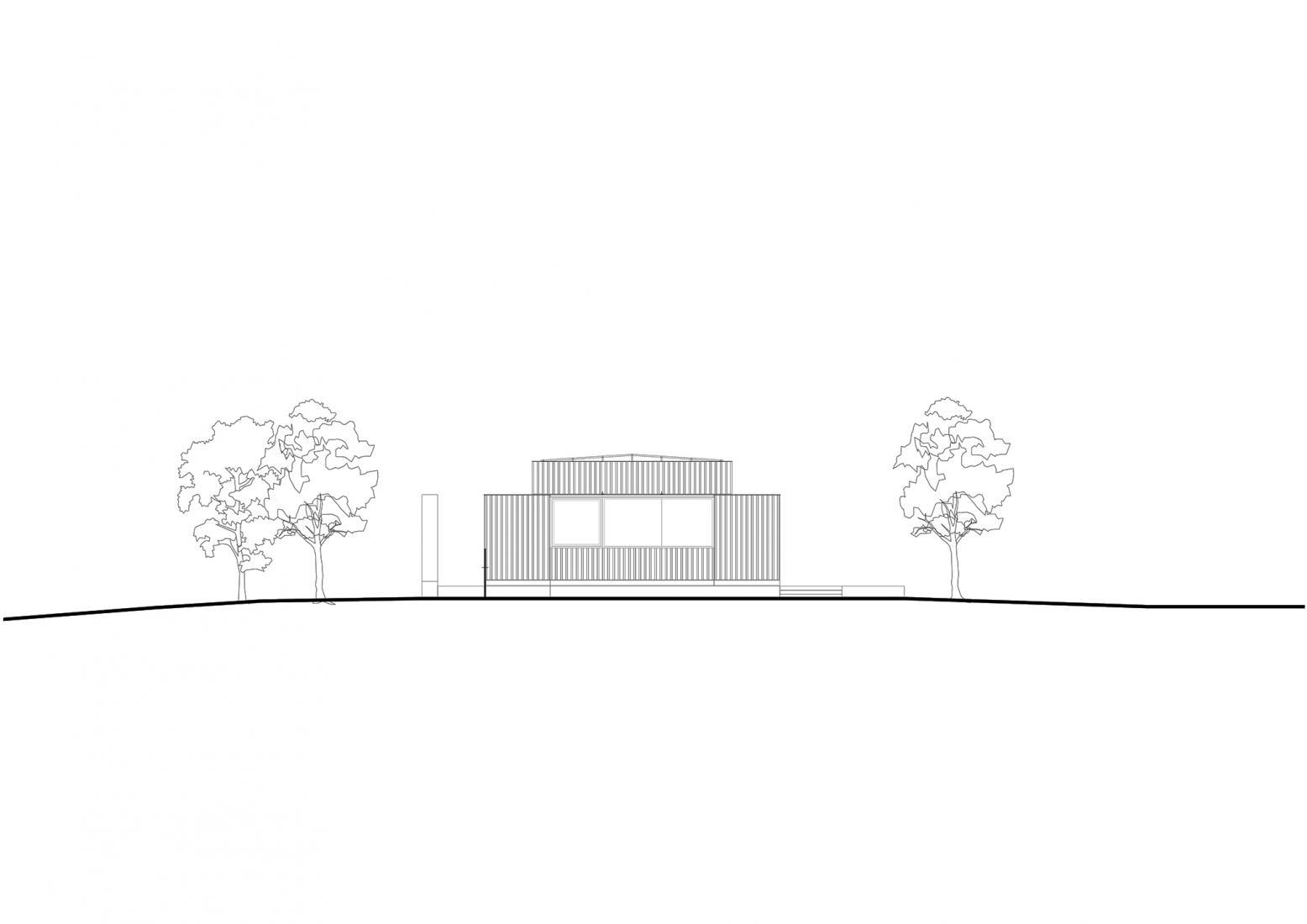 Alzado oeste. Sala Maurice Darbellay por Atelier Régis Roudil Architectes.