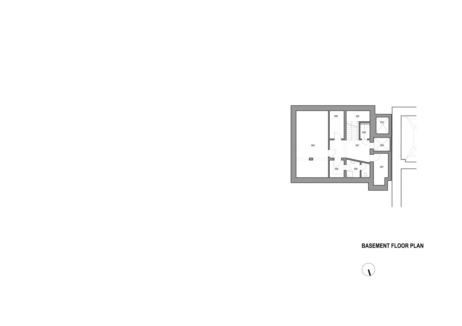 Basement floor plan. Extension of the Catholic Gymnasium in Třebíč by Atelier Tišnovka