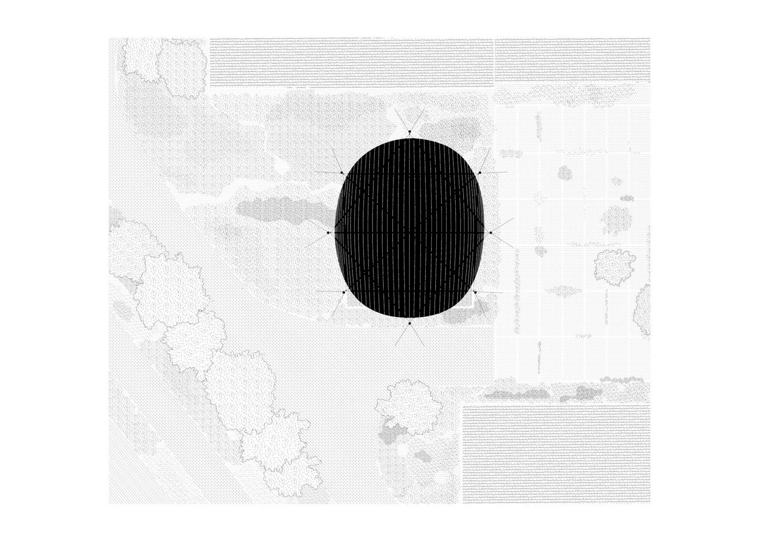 Plano de situación. Ceiling for a crater por Atelier Tomas Dirrix.Croquis. Ceiling for a crater por Atelier Tomas Dirrix