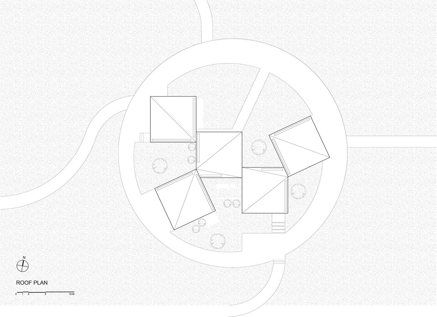 Roof plan. The Library in Ice-Chrysanthemum Field by Atelier Xi.