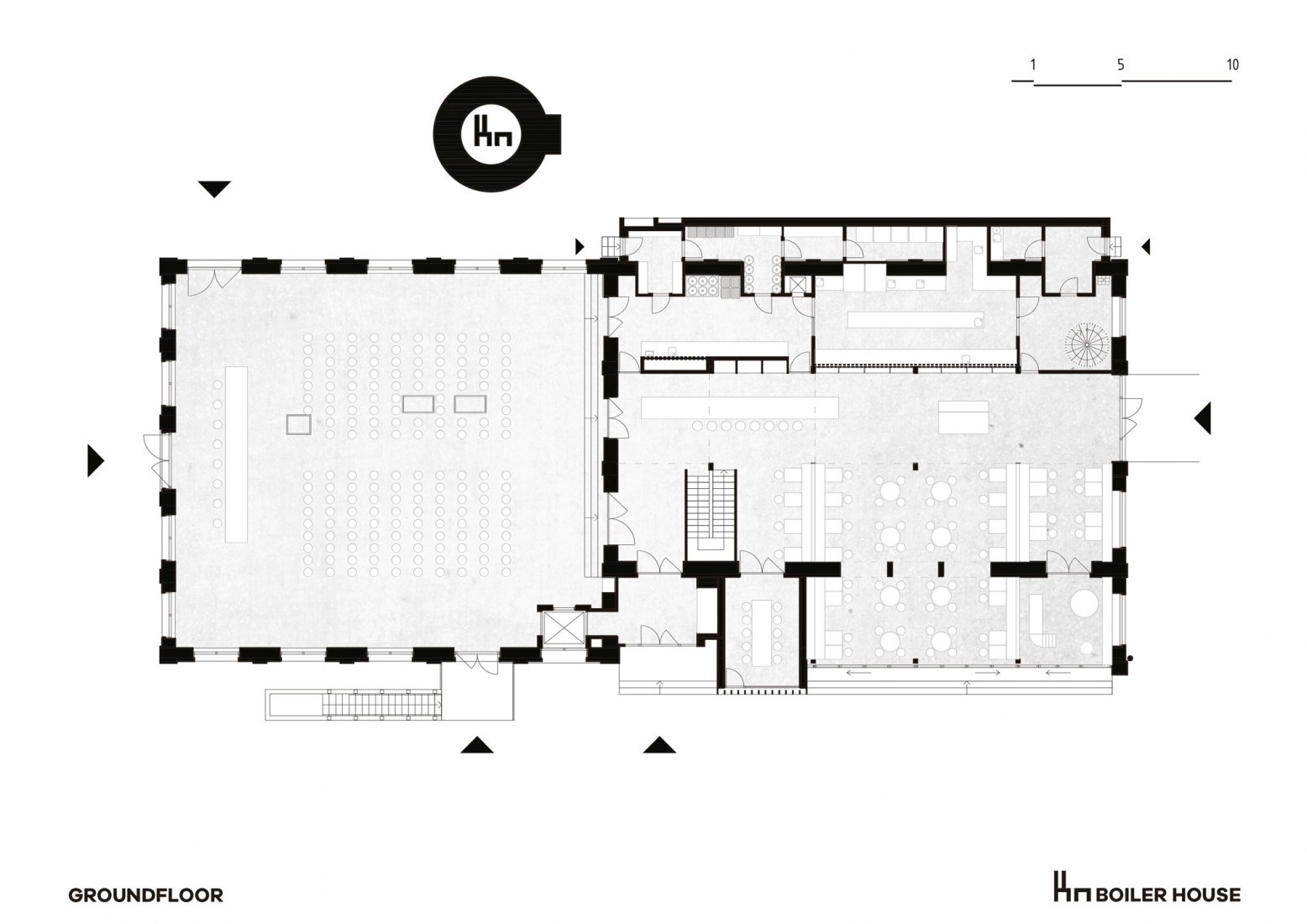 Planta baja. Reconversión de la Boiler House por Atelier Hoffman