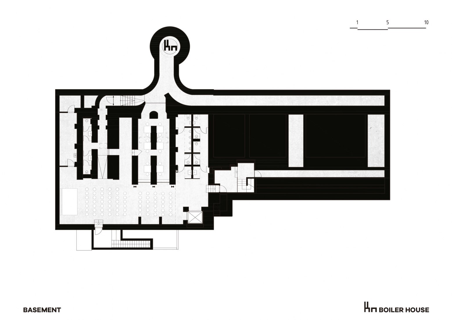 Planta sótano. Reconversión de la Boiler House por Atelier Hoffman