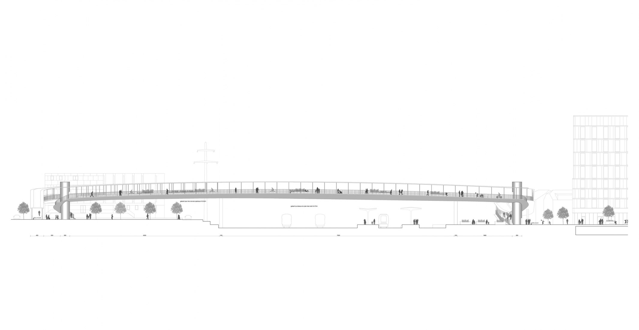 Elevation. Competition for a new footbridge in Delémont by atelier d21.