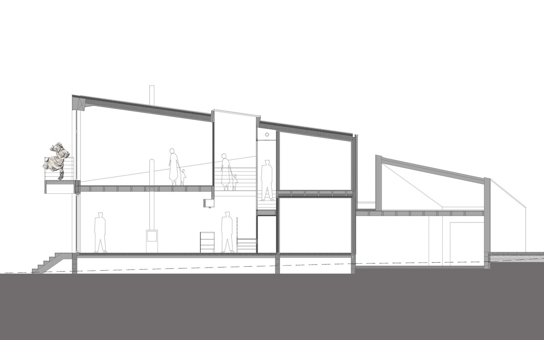Sección longitudinal. Casa Sentinel por Aurelien Chen. © Aurelien Chen