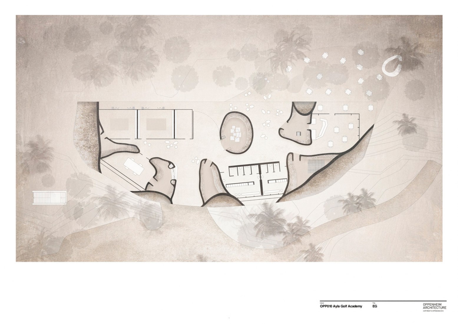 Ground Floor Plan. "Ayla Golfclub" by Oppenheim Architecture. © 2019 Oppenheim Architecture. 