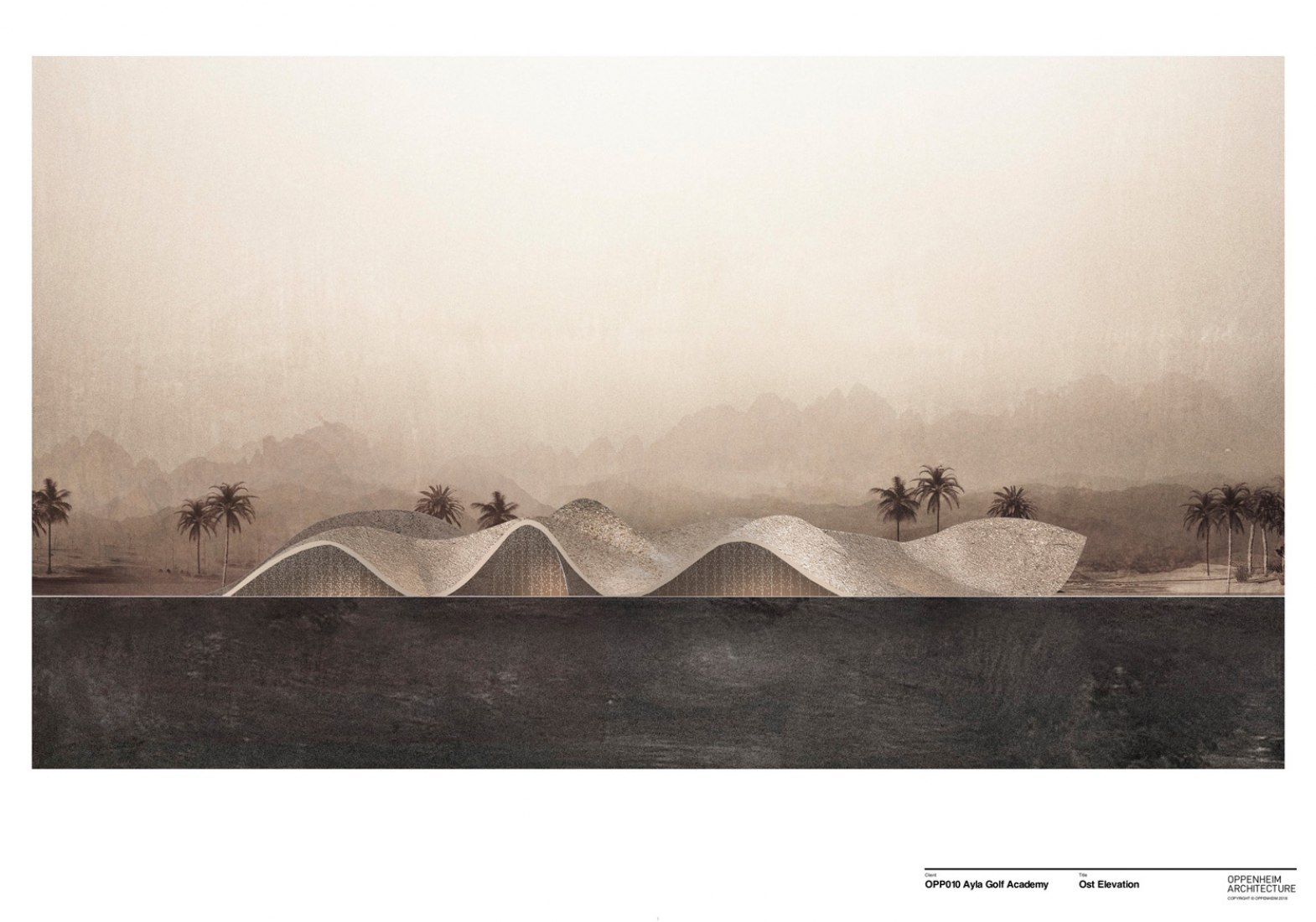 East Elevation. "Ayla Golfclub" by Oppenheim Architecture. © 2019 Oppenheim Architecture. 