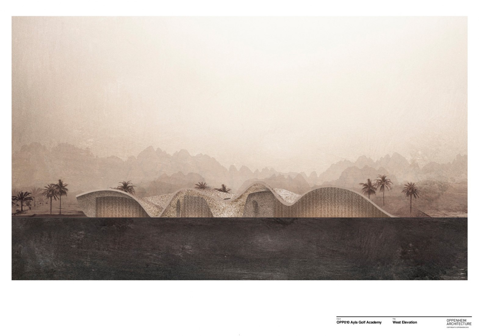 West Elevation. "Ayla Golfclub" by Oppenheim Architecture. © 2019 Oppenheim Architecture. 