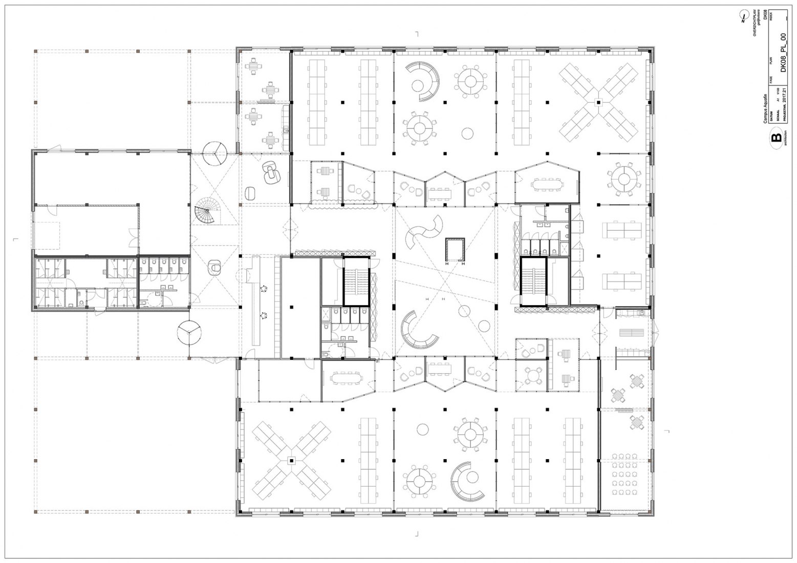 Plano de planta baja. Campus Aquafin por B-architecten.