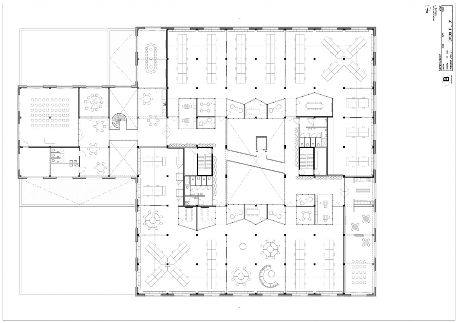 Plano de planta primera. Campus Aquafin por B-architecten.