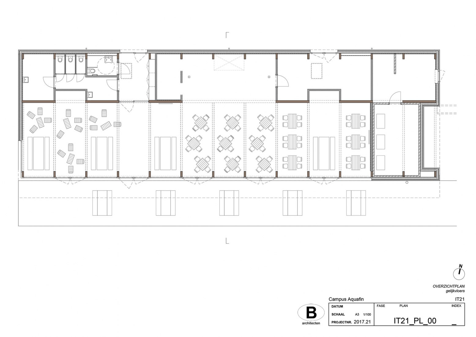 Plano de nuevo pabellón. Campus Aquafin por B-architecten.