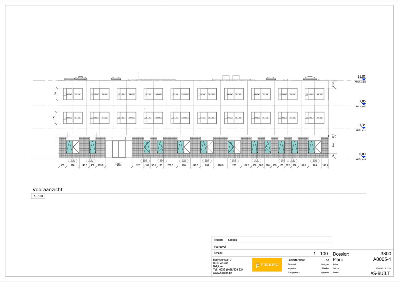 Alzado frontal. Kaboog por B-architecten.
