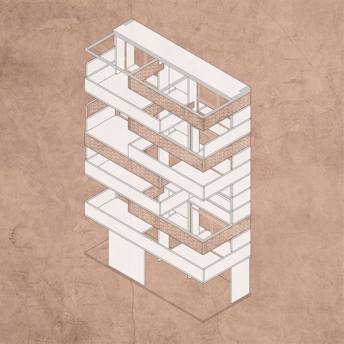 Juana Azurduy - sección axonométrica. «Arquitectura de las transiciones: lo material es político» por BAAG.