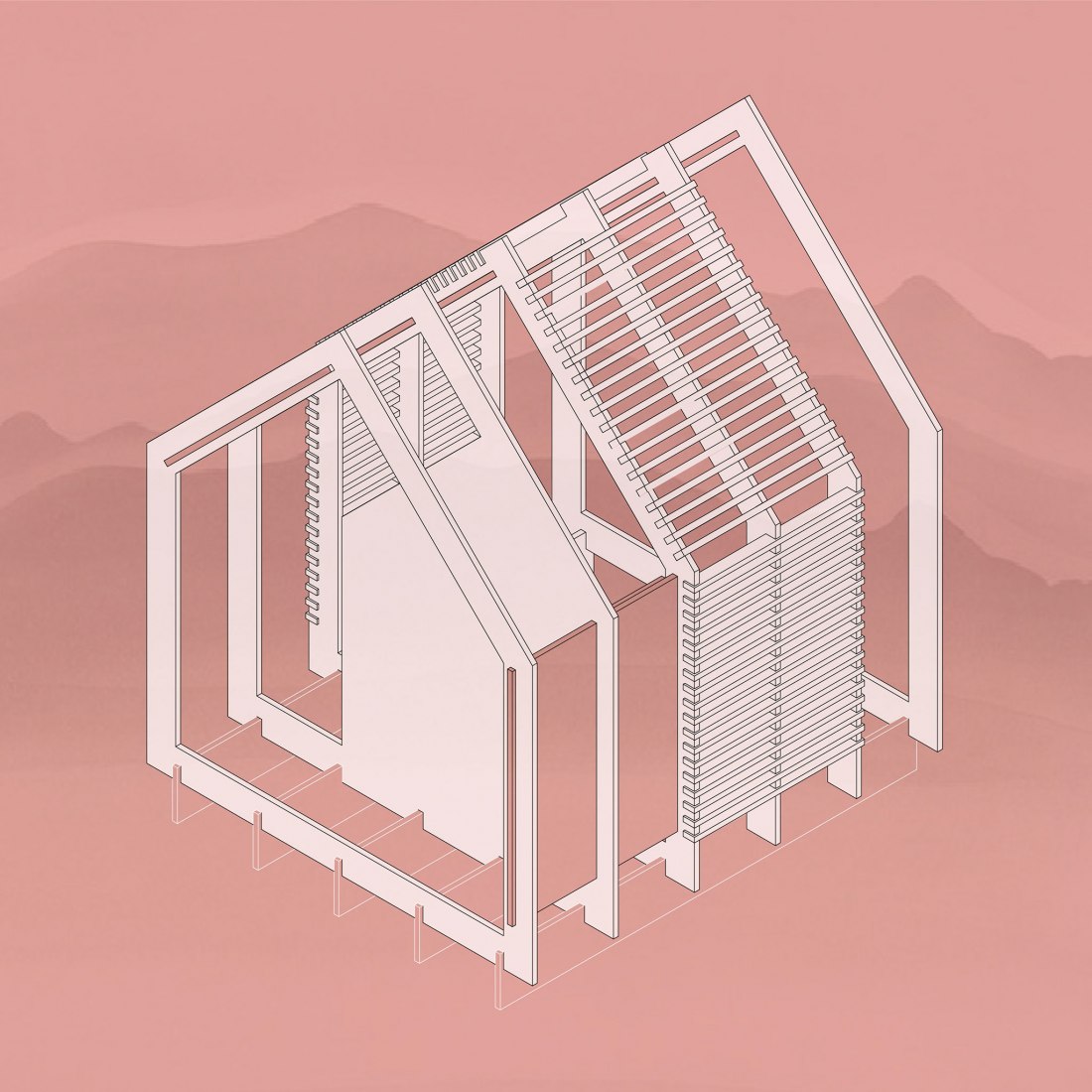 Una Casa - sección axonométrica. «Arquitectura de las transiciones: lo material es político» por BAAG.