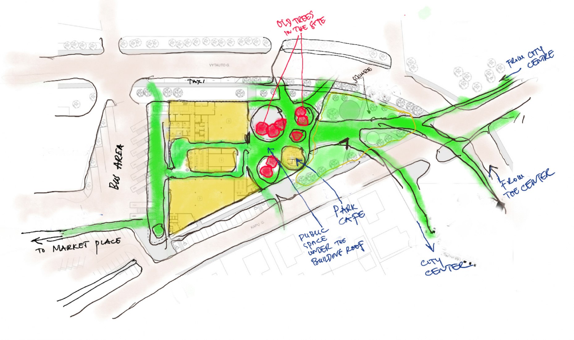 Boceto. Estación de autobuses Vilkaviškis por Balčytis Studija