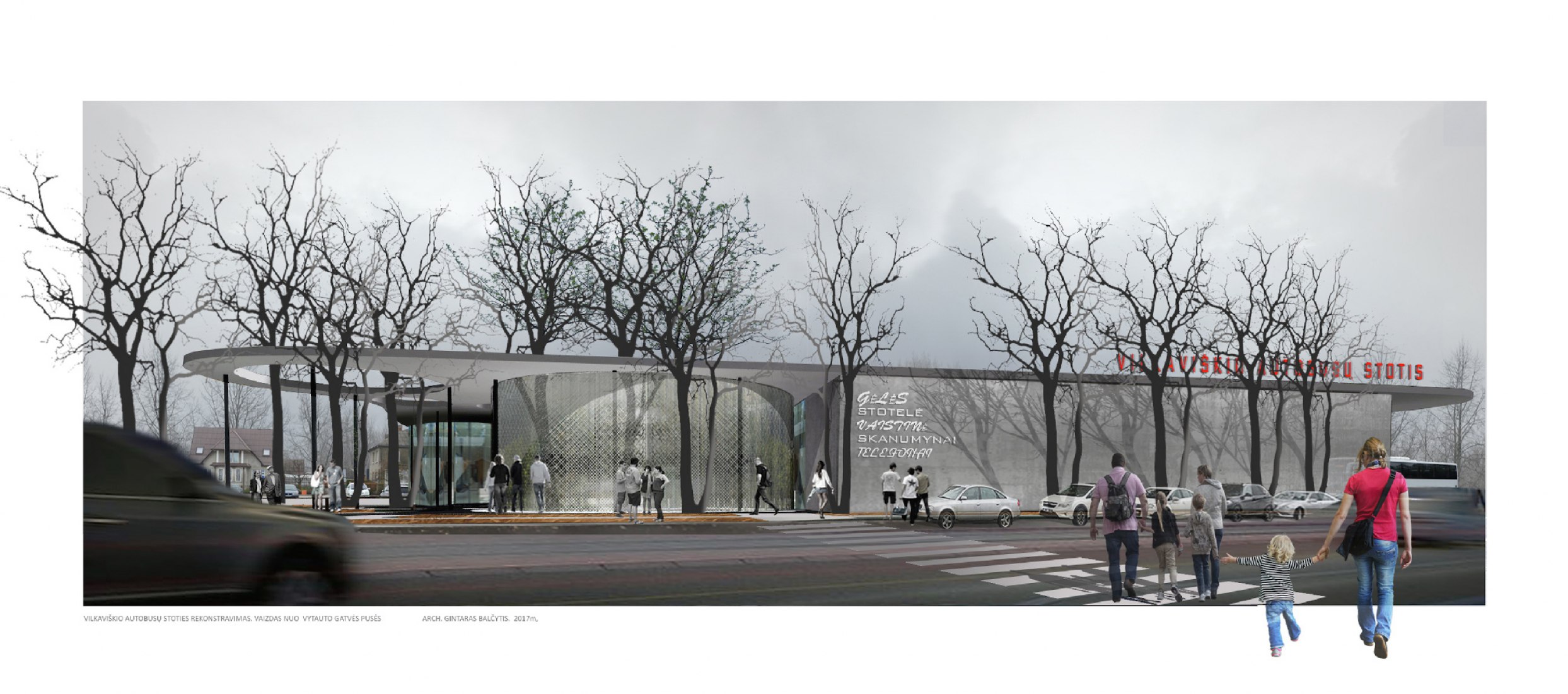 Vista exterior. Estación de autobuses Vilkaviškis por Balčytis Studija