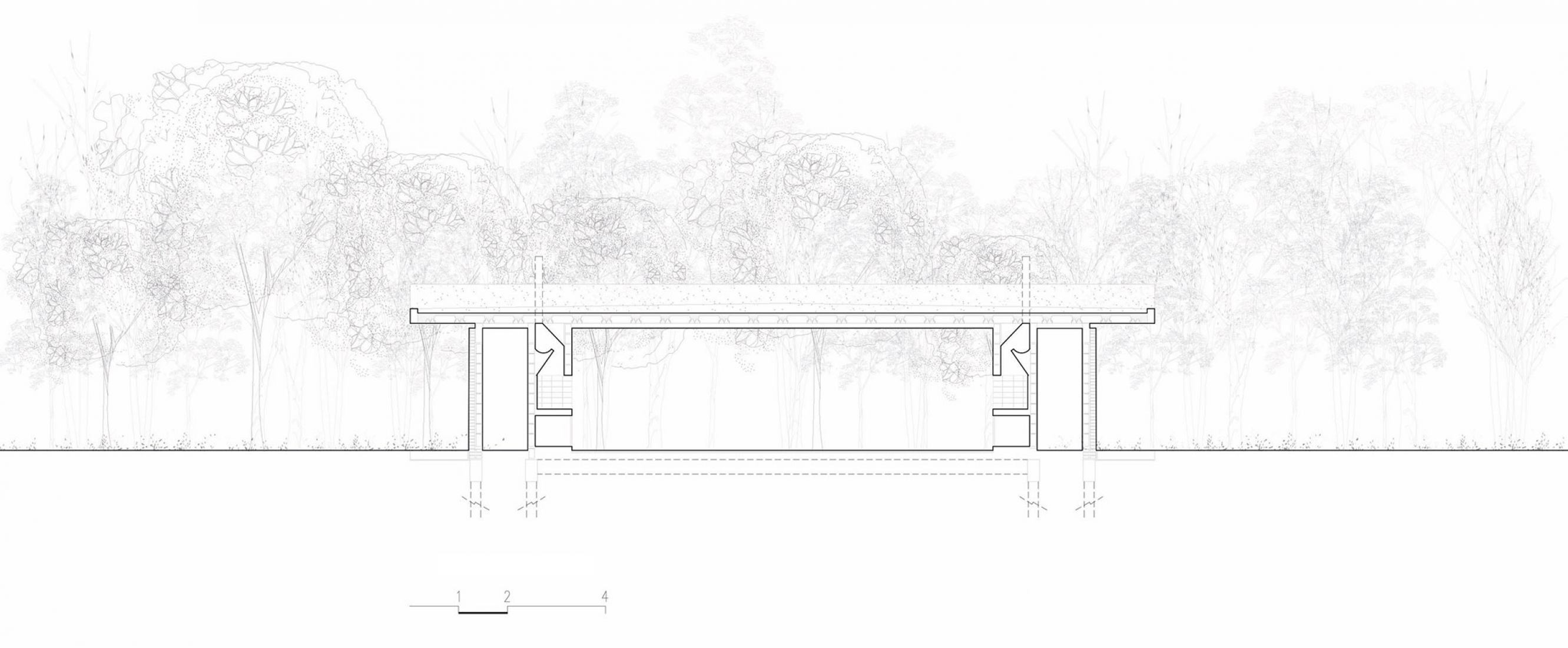 Section. Quincho Bialet by Balsa Crosetto Piazzi + Diego Avendaño.