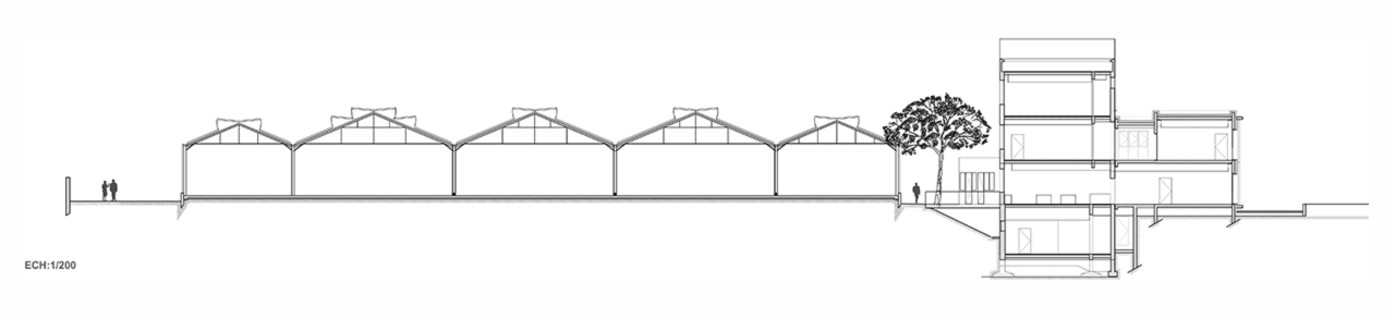 Sección de la Ampliación del Instituto Agrícola Honoré de Balzac, por NBJ Architectes.