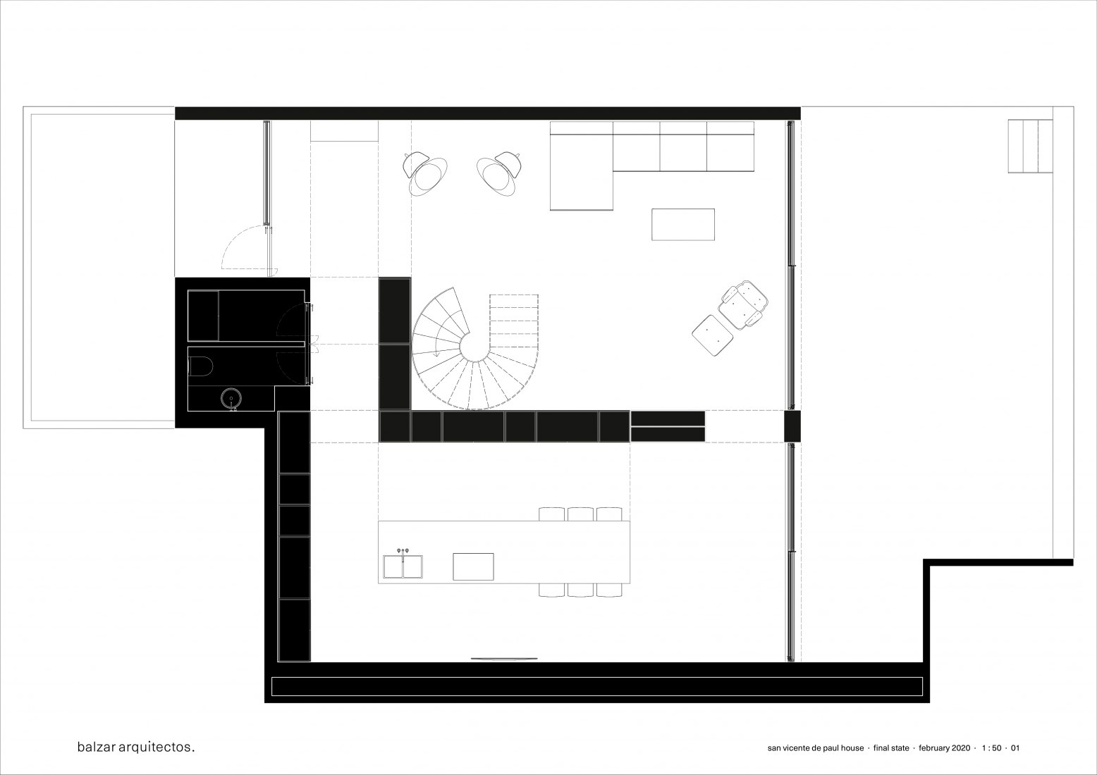Floor plan. House in San Vicente de Paul by Balzar arquitectos.