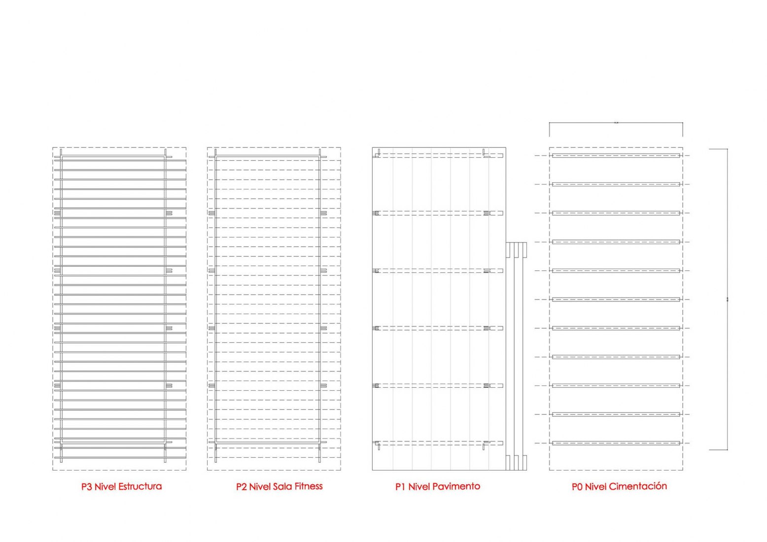 Estructura de plantas. Nuevo Edificio Anexo Gimnasio-Sala De Fitness ATHC por BAMMP Arquitectos y XVArquitectura