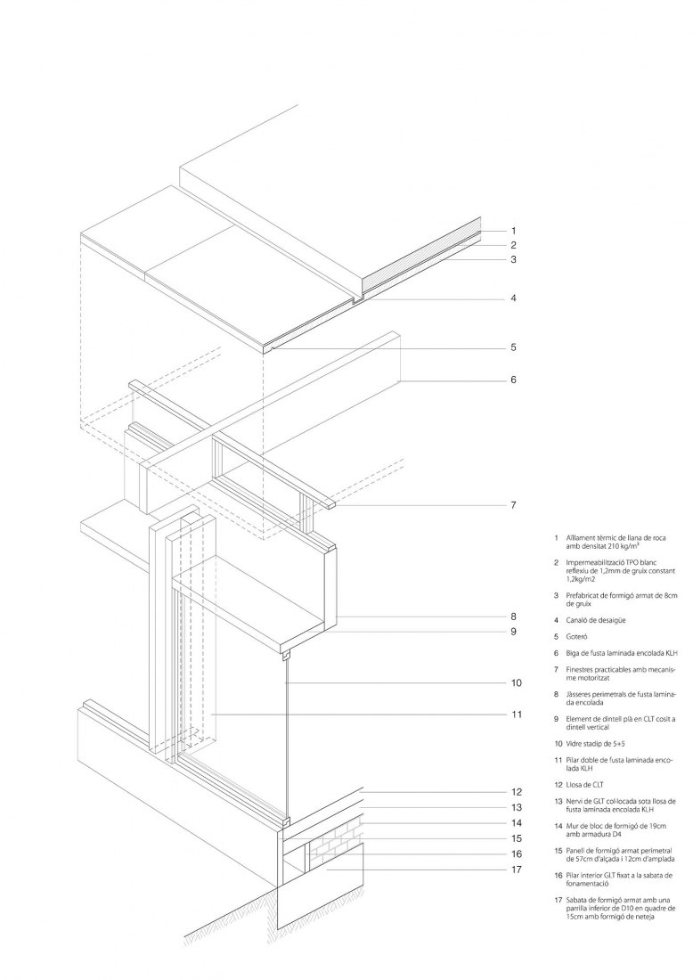 Detalle constructivo. Nuevo Edificio Anexo Gimnasio-Sala De Fitness ATHC por BAMMP Arquitectos y XVArquitectura