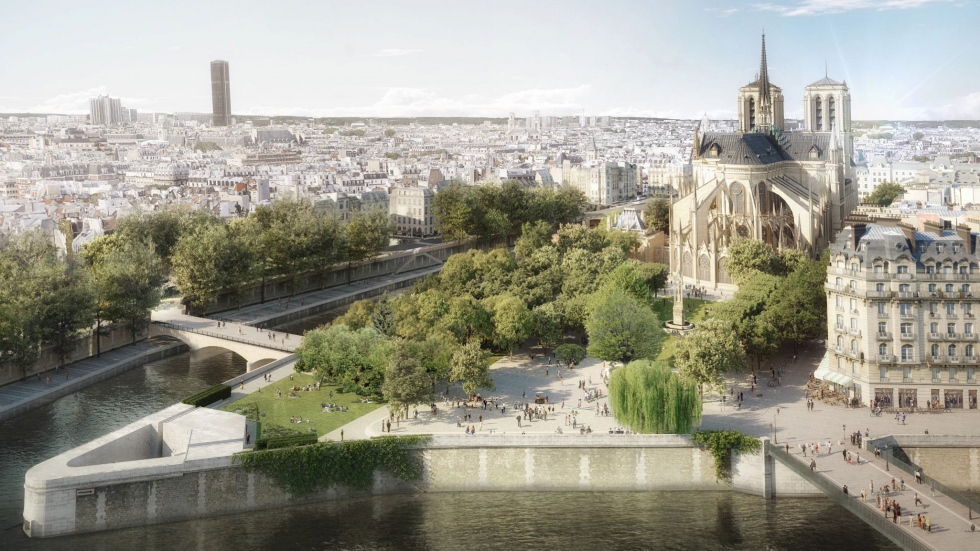 El nuevo jardín de Notre-Dame Paris por Bas Smets. Imagen de Studio Alma / Groupement BBS.