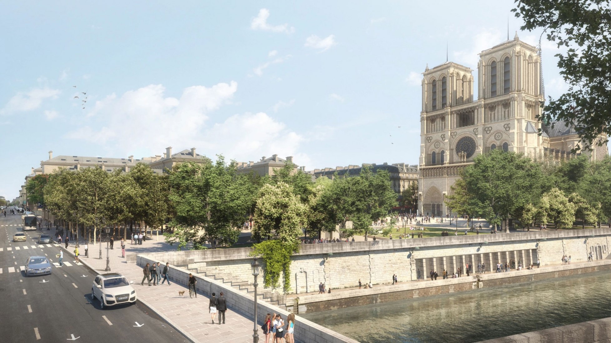 El nuevo jardín de Notre-Dame Paris por Bas Smets. Imagen de Studio Alma / Groupement BBS.