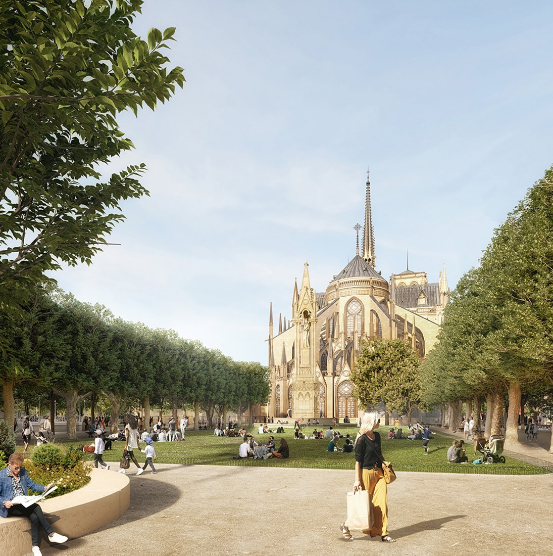 El nuevo jardín de Notre-Dame Paris por Bas Smets. Imagen de Studio Alma / Groupement BBS.