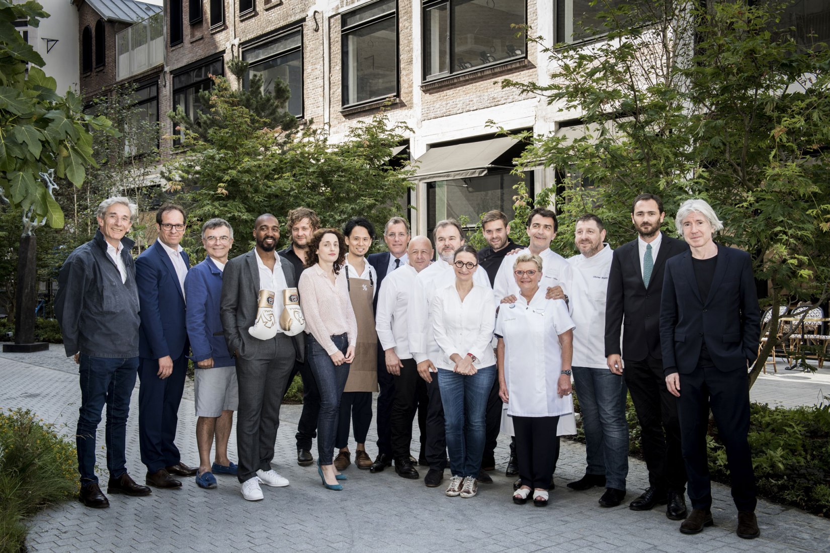 Beaupassage's acteurs. Marc Vellay, Frédéric Bourstin, Fabrice Hyber, Abdoulaye Fadiga, Stefan Rinck, Eva Jospin, Junichi Yamaguchi, Laurent Dumas, Thierry Marx, Pierre Hermé, Anne-Sophie Pic, Alexandre Polmard, Yannick Alléno, Nicole Barthélémy, Olivier Bellin, Franklin Azzi, Michel Desvigne. Paris’s New Destination Dedicated to Art, Gastronomy and Wellness led by the Emerige Group and Founder Laurent Dumas. Photograph by Anne Emmanuelle Thion