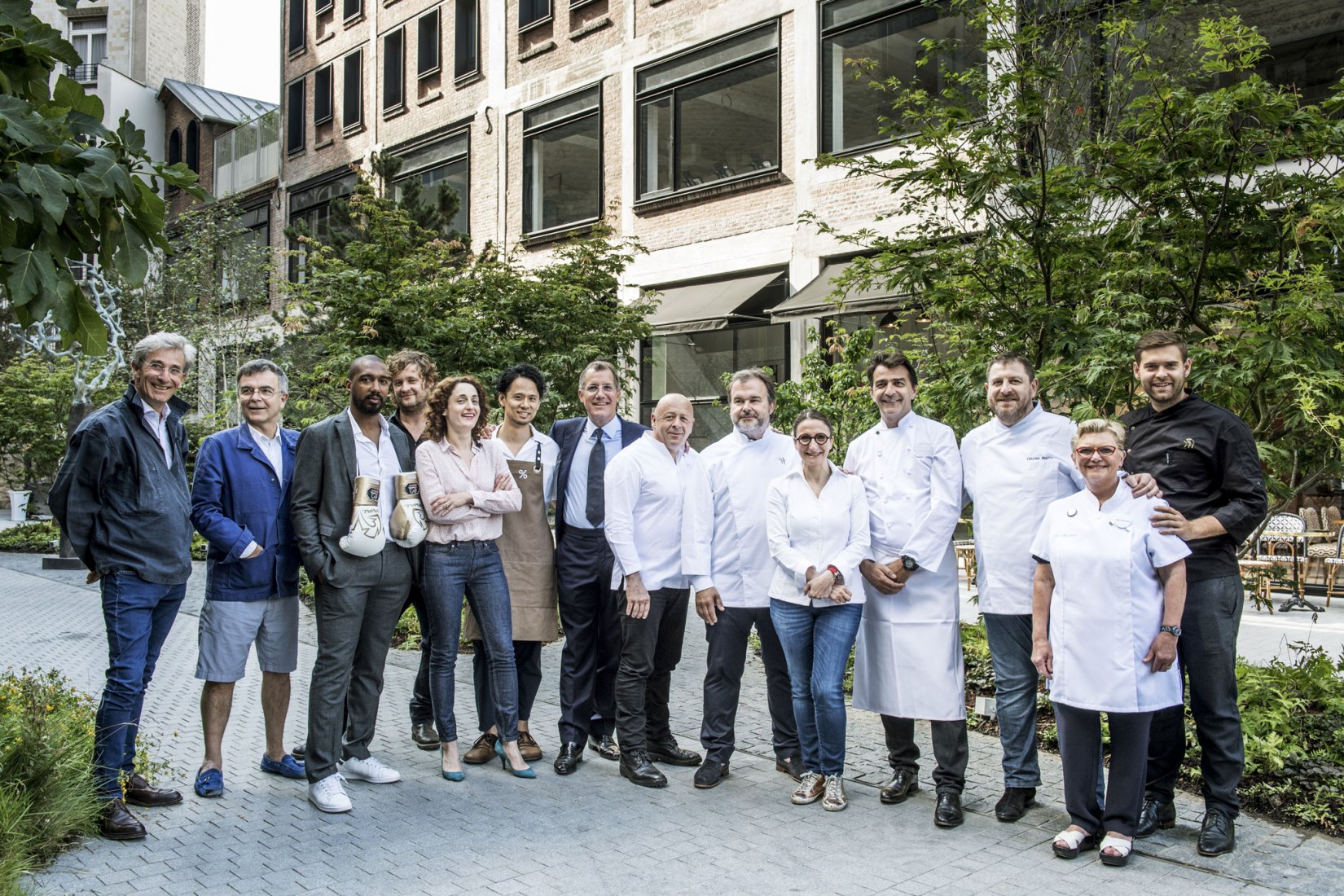 Beaupassage's artists and craftsmen. Marc Vellay, Fabrice Hyber, Abdoulaye Fadiga, Stefan Rinck, Eva Jospin, Junichi Yamaguchi, Laurent Dumas, Thierry Marx, Pierre Hermé, Anne-Sophie Pic, Yannick Alléno, Olivier Bellin, Nicole Barthélémy, Alexandre Polmard. Paris’s New Destination Dedicated to Art, Gastronomy and Wellness led by the Emerige Group and Founder Laurent Dumas. Photograph by Anne Emmanuelle Thion