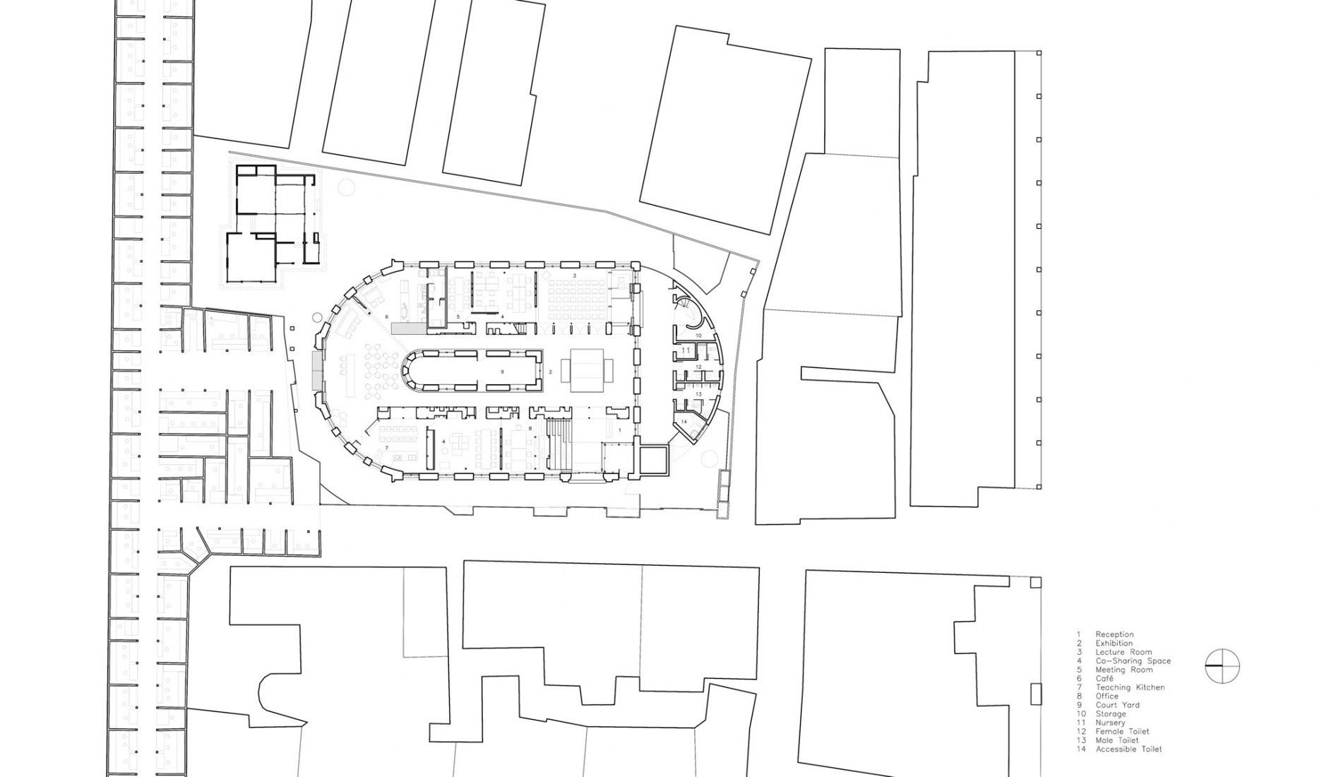 First floor plan. U-Market by Behet Bondzio Lin Architekten.