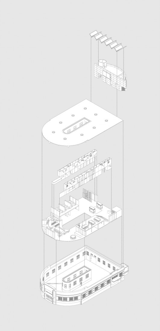 Axonometry. U-Market by Behet Bondzio Lin Architekten.