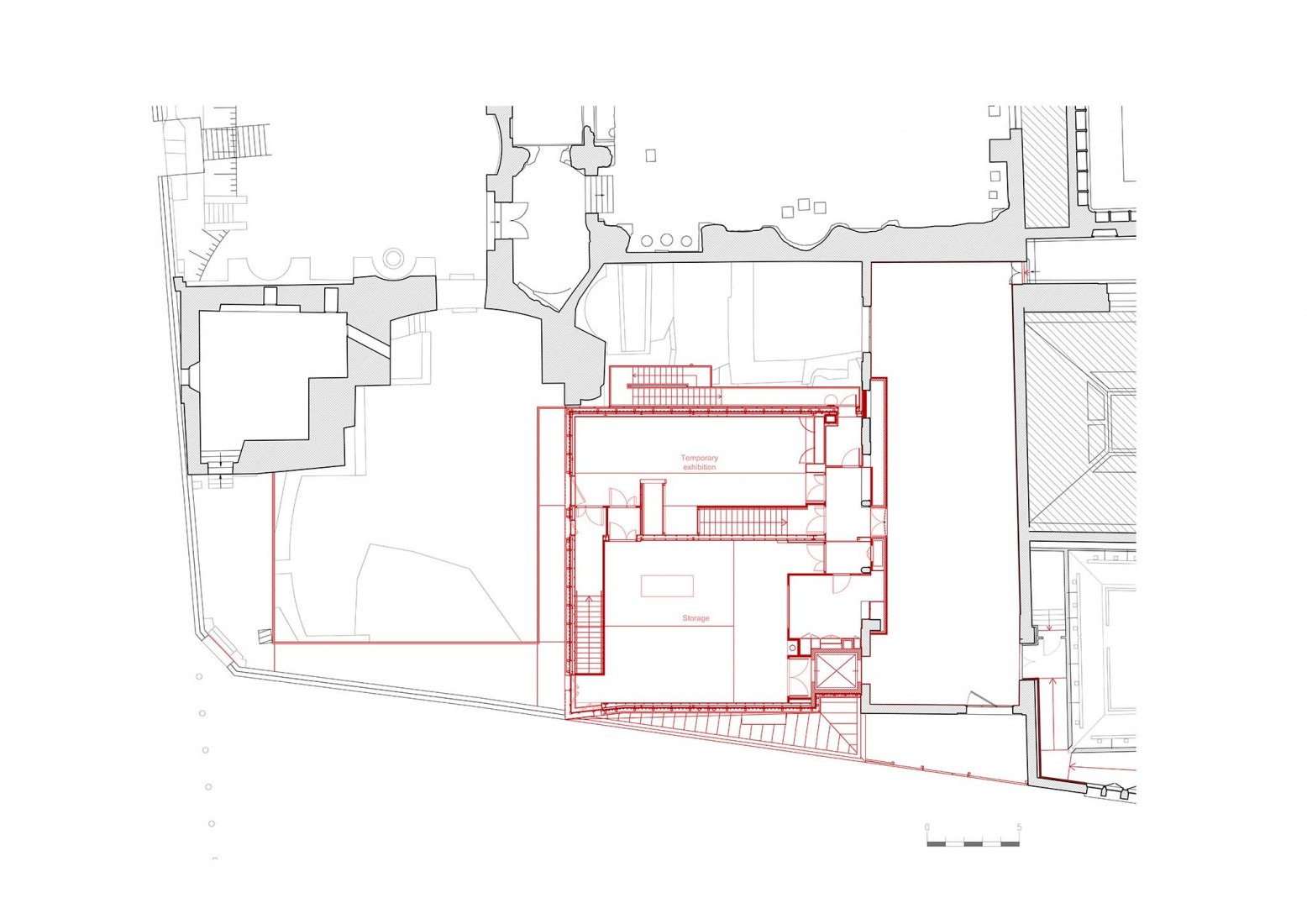 Second floor plan. Cluny Museum by Bernard Desmoulin architecte.
