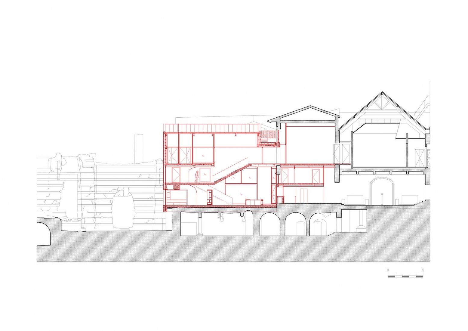 Section. Cluny Museum by Bernard Desmoulin architecte.