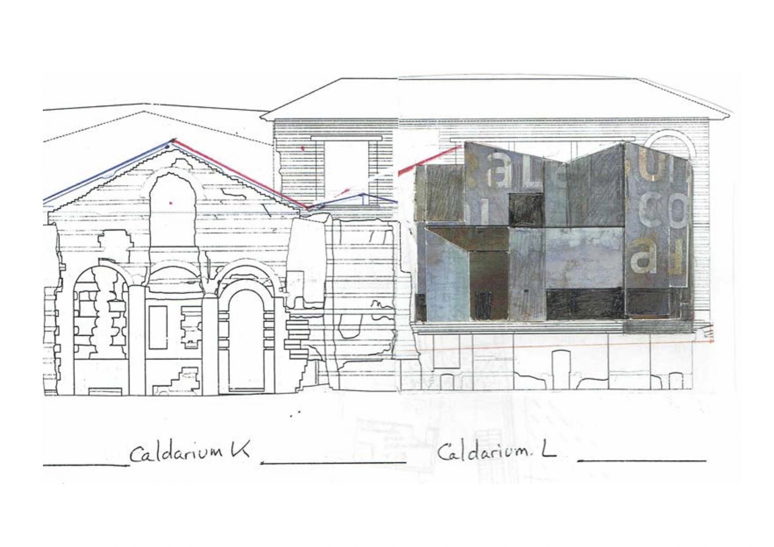 Sketch. Cluny Museum by Bernard Desmoulin architecte.