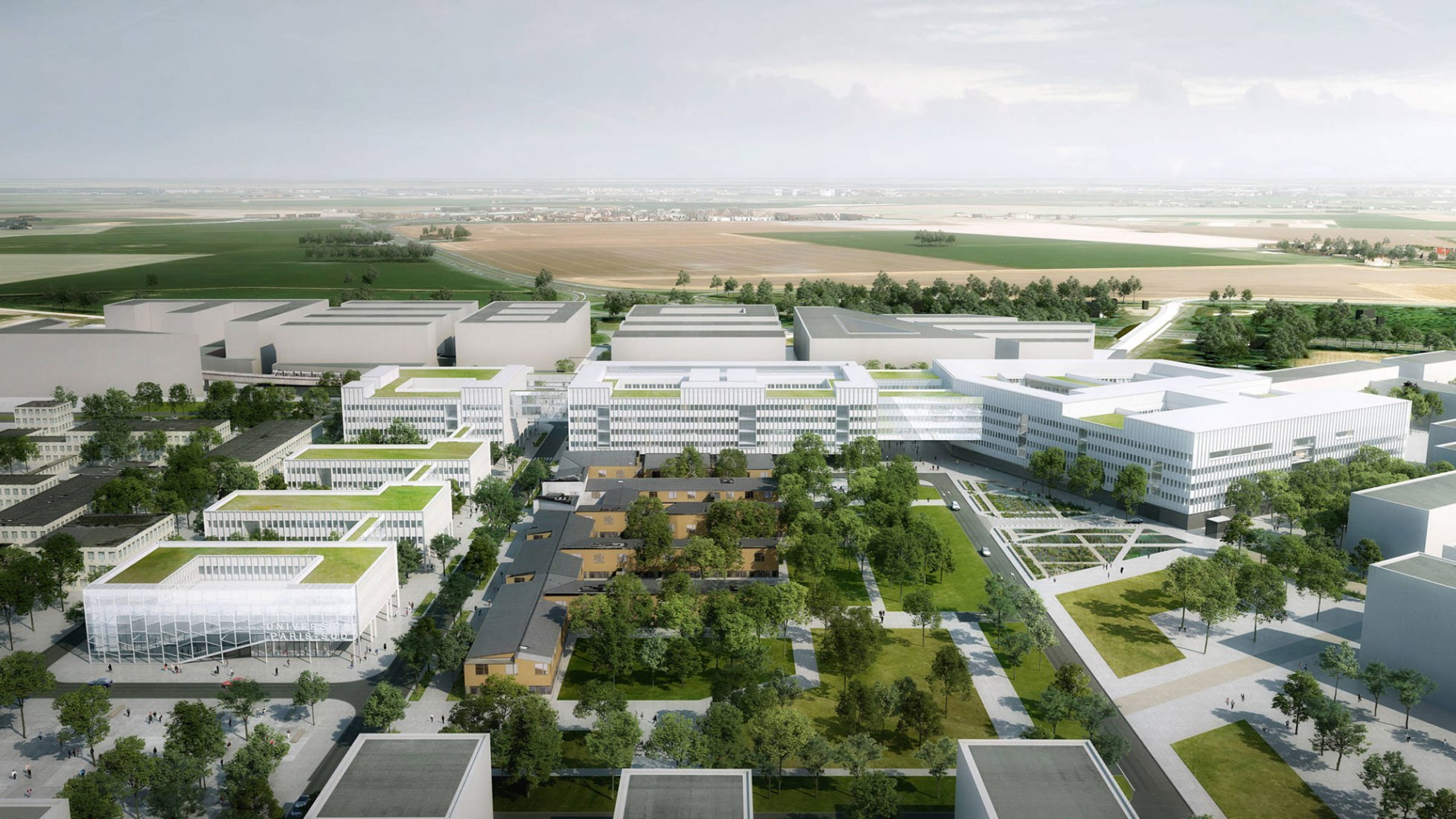Overview rendering. New centre of excellence in Biology-Pharmacy-Chemistry for Paris-Sud University © BTuA/BTA.