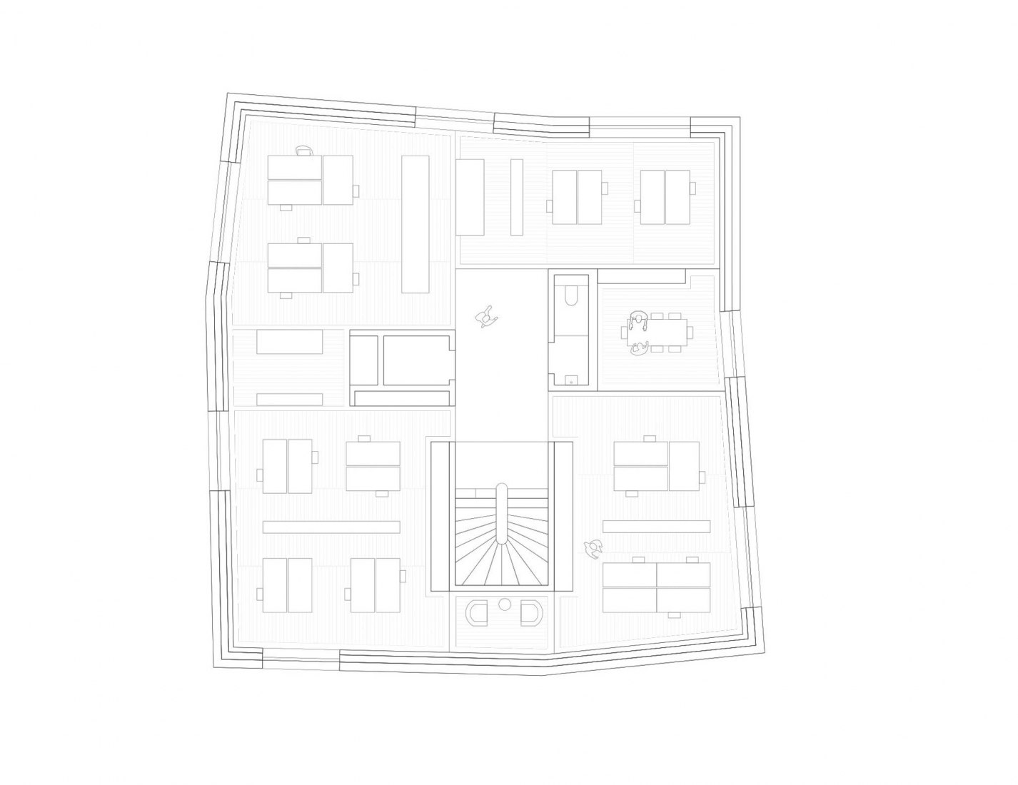 Planta segunda. Centro deportivo alpino por Bernardo Bader.