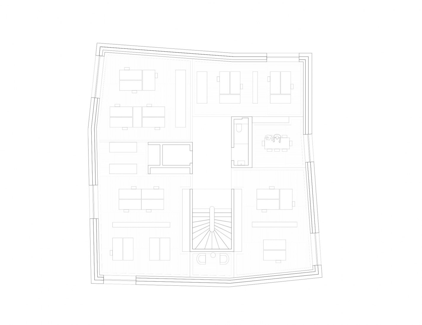 Planta tercera. Centro deportivo alpino por Bernardo Bader.