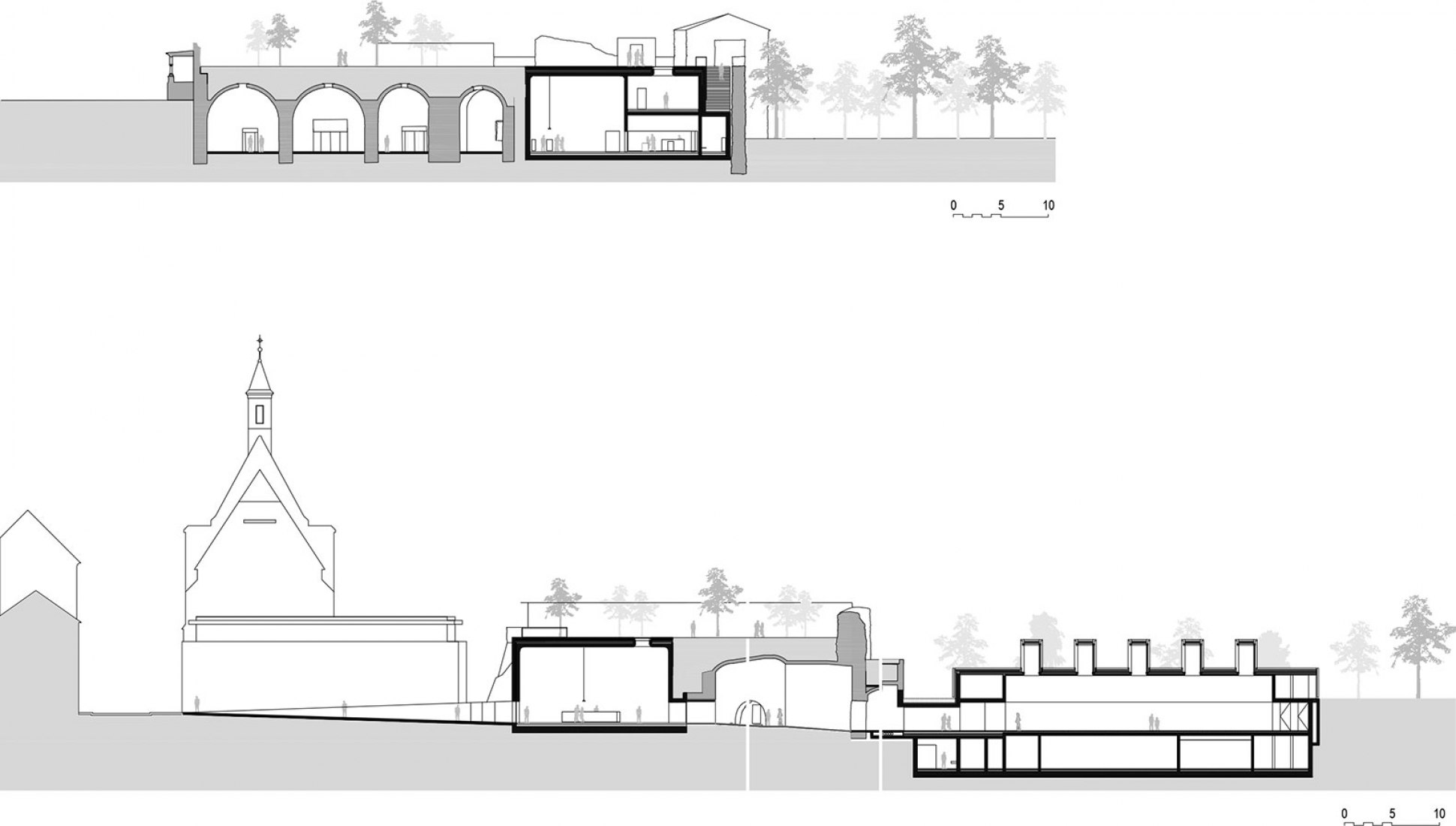 Sections. New Gallery and Casemates by Bevk Perović Arhitekti.