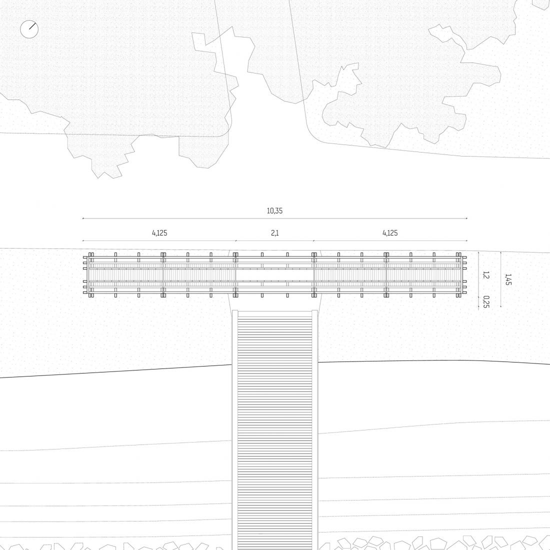 Ground floor plan. Faille Cachée, entrance to the Parc de Marais by Martin Gaufryau + Quentin Barthe + Tom Patenotte.