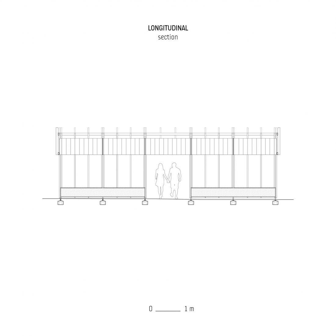 Longitudinal section. Faille Cachée, entrance to the Parc de Marais by Martin Gaufryau + Quentin Barthe + Tom Patenotte.